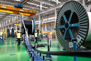 Closeup of a takeup reel in a manufacturing facility