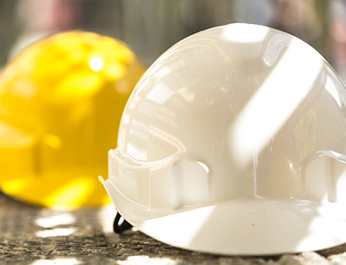 white-yellow hard hats